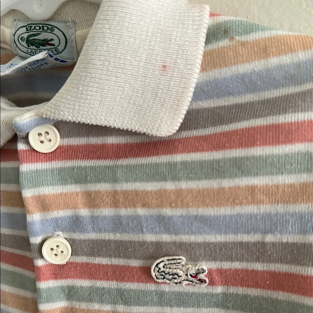 VINTAGE Lacoste Kids Striped Polo Shirt - Multicolor - Picture 2 of 6